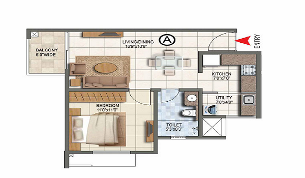 Featured Image of Godrej Budigere Cross 1 BHK Floor Plan